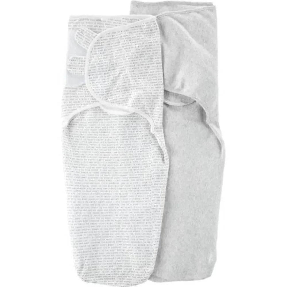 2 pack Carter's Baby Small 0-3 M White & Gray Swaddle Sleeping Bag Size …